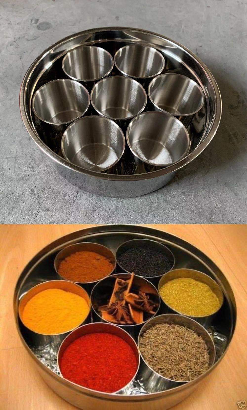 Round seasoning box, Indian seasoning box details Picture