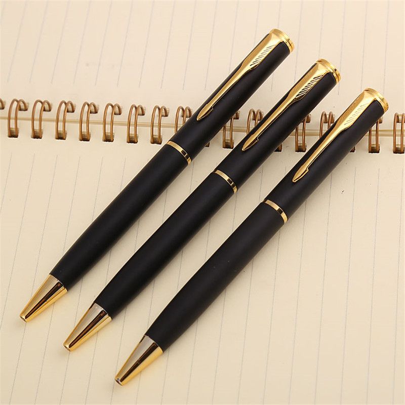 Black classic oil pen, metal signature ballpoint pen, custom logo advertising gift, gold accessory, simple advertising ballpoint pen