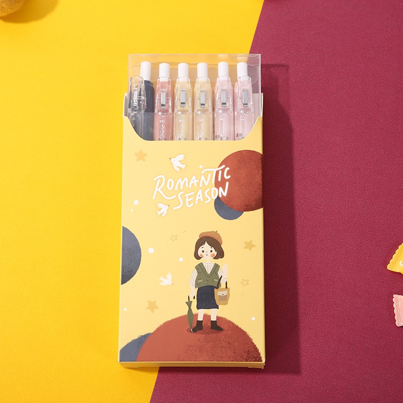 晨兮文具创意可爱ins风Lina美少女6支套装学生签字笔厂家直销详情图7