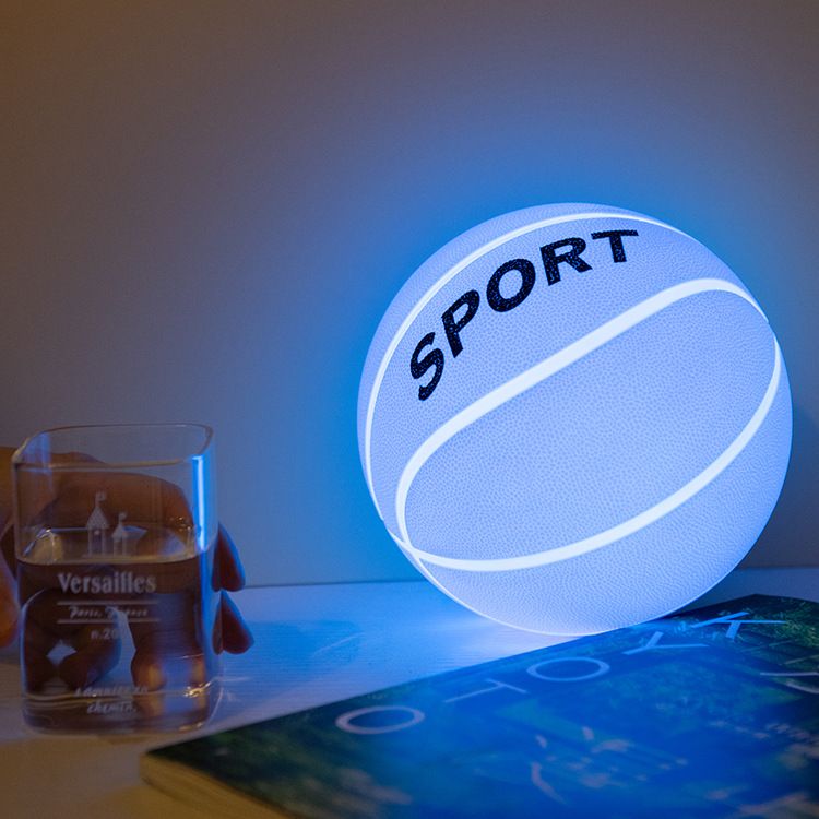 Customized creative kids gift USB Rechargeable LED basketball silicone night light bedroom with pat light