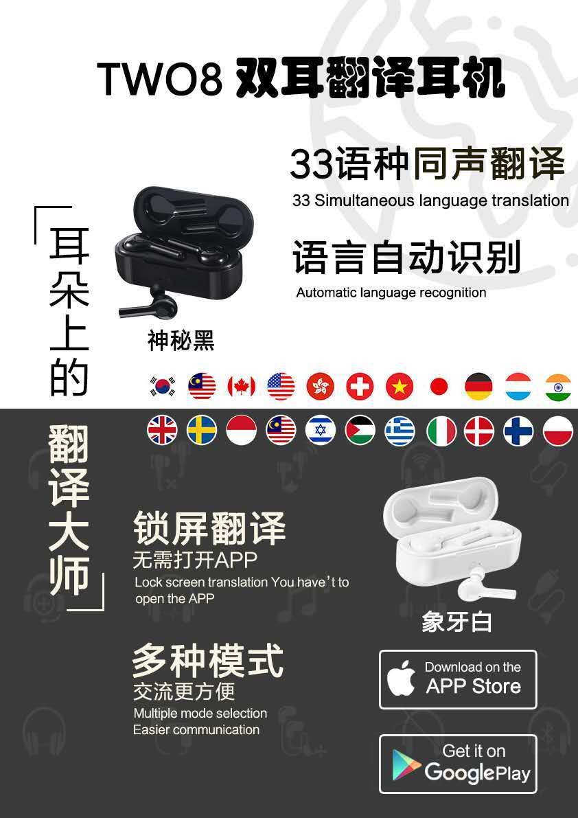 跨境爆款T1翻译蓝牙耳机随身智能多国语言翻译器实时商务互译耳机详情图2