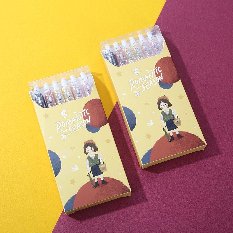 晨兮文具创意可爱ins风Lina美少女6支套装学生签字笔厂家直销详情图3