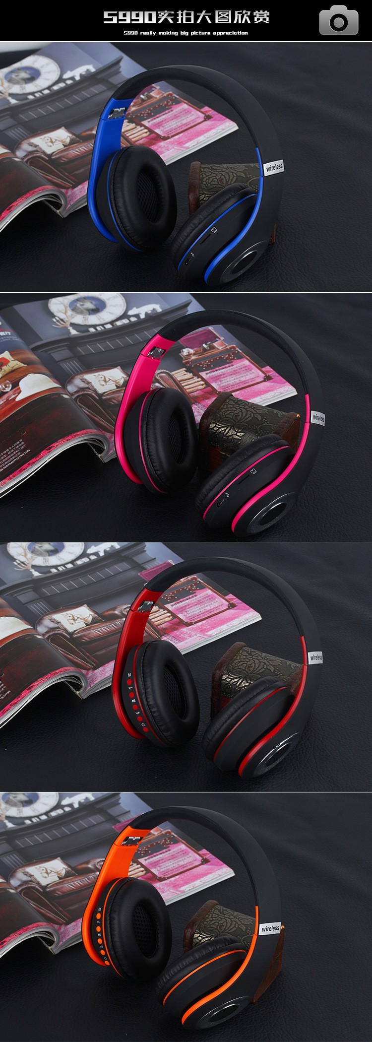 S990头戴式无线蓝牙耳机 磨砂面蓝牙立体声耳机 外贸礼品订制耳机详情图5