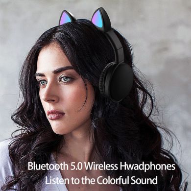 5.0 Wireless earphones Light up Cat ears Bluetooth earphones Music earphones Macaron Color Factory Direct