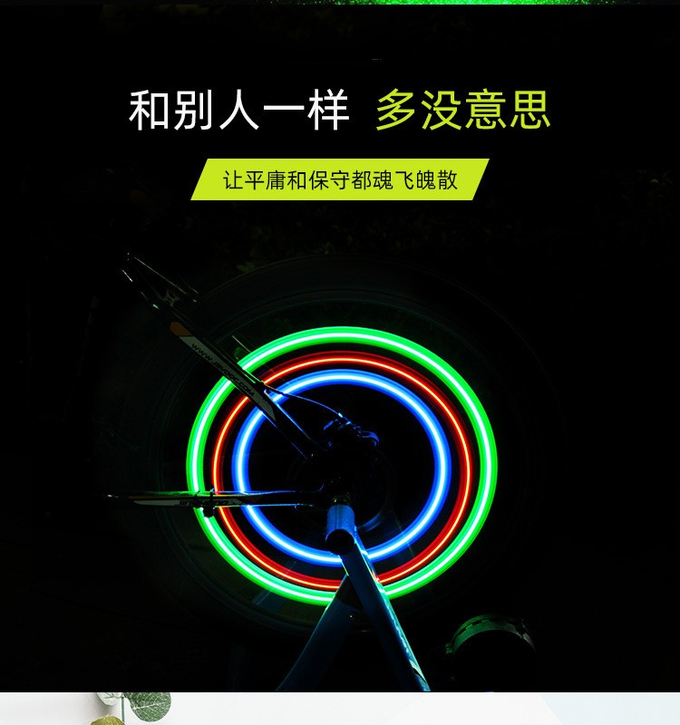 609钢丝灯山地自行车辐条灯 led风火轮单车轮胎安全警示灯骑行装备详情7