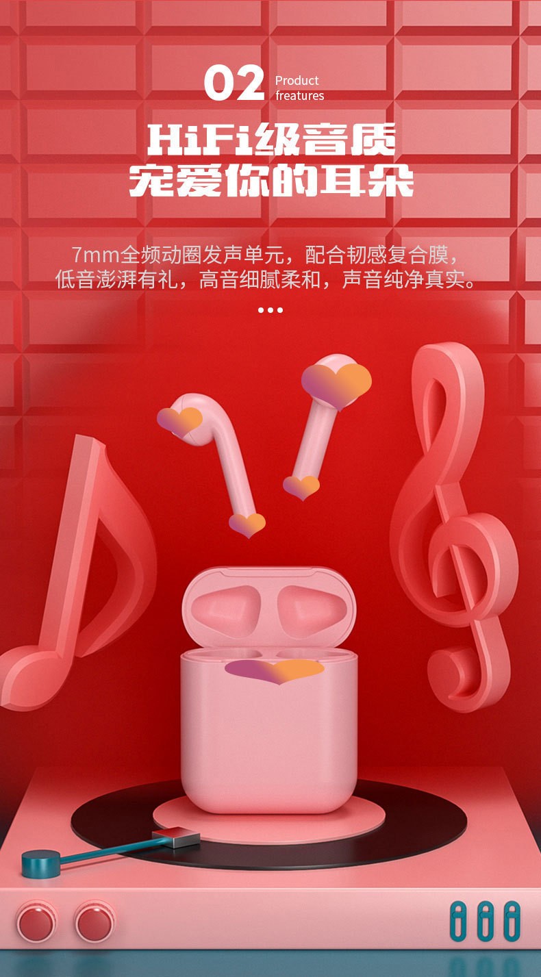 爆款马卡龙INPODS12 金属色HIFI立体运动多彩tws i12无线蓝牙耳机详情图3