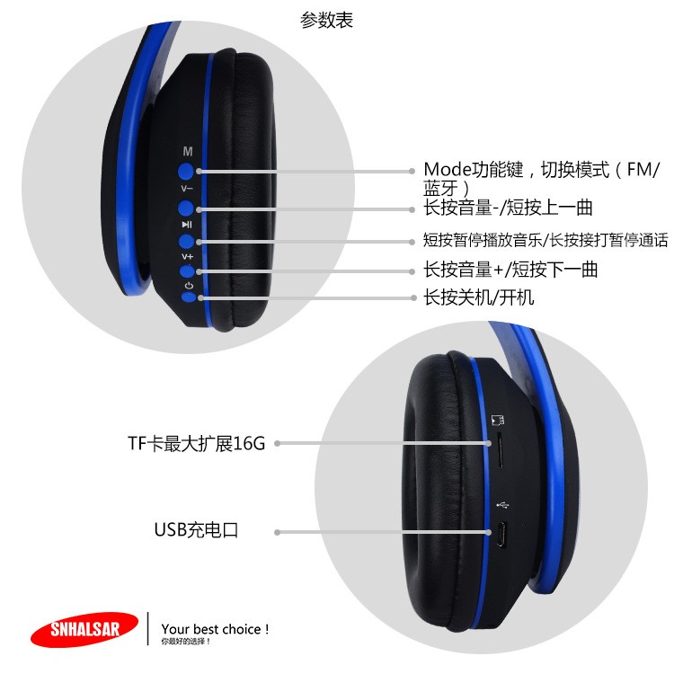 S990头戴式无线蓝牙耳机 磨砂面蓝牙立体声耳机 外贸礼品订制耳机详情图7
