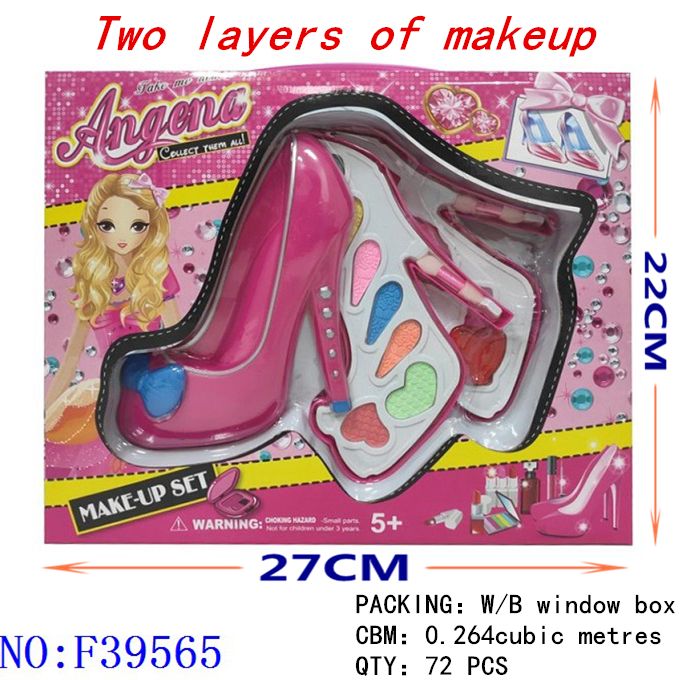 Makeup fashion glass slipper two children little girl makeup toy F39565 thumbnail