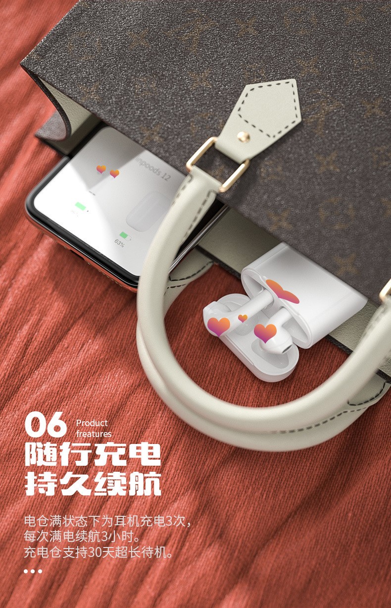 爆款马卡龙INPODS12 金属色HIFI立体运动多彩tws i12无线蓝牙耳机详情图6