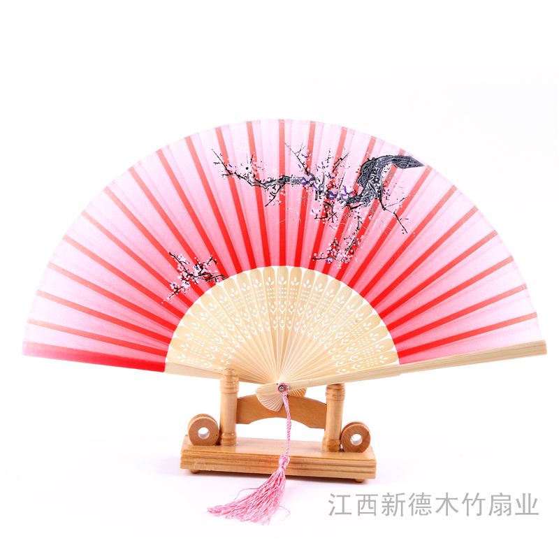 中国风 古风女日式复古 布夏季和风跳舞舞蹈折叠扇  古典古装扇子