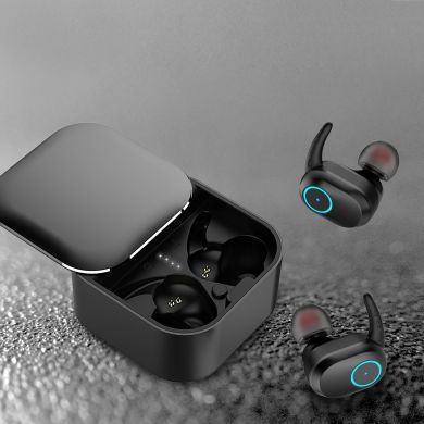 亚马逊热销5.0TWS无线蓝牙耳机 真立体双通道连接360°旋盖耳机