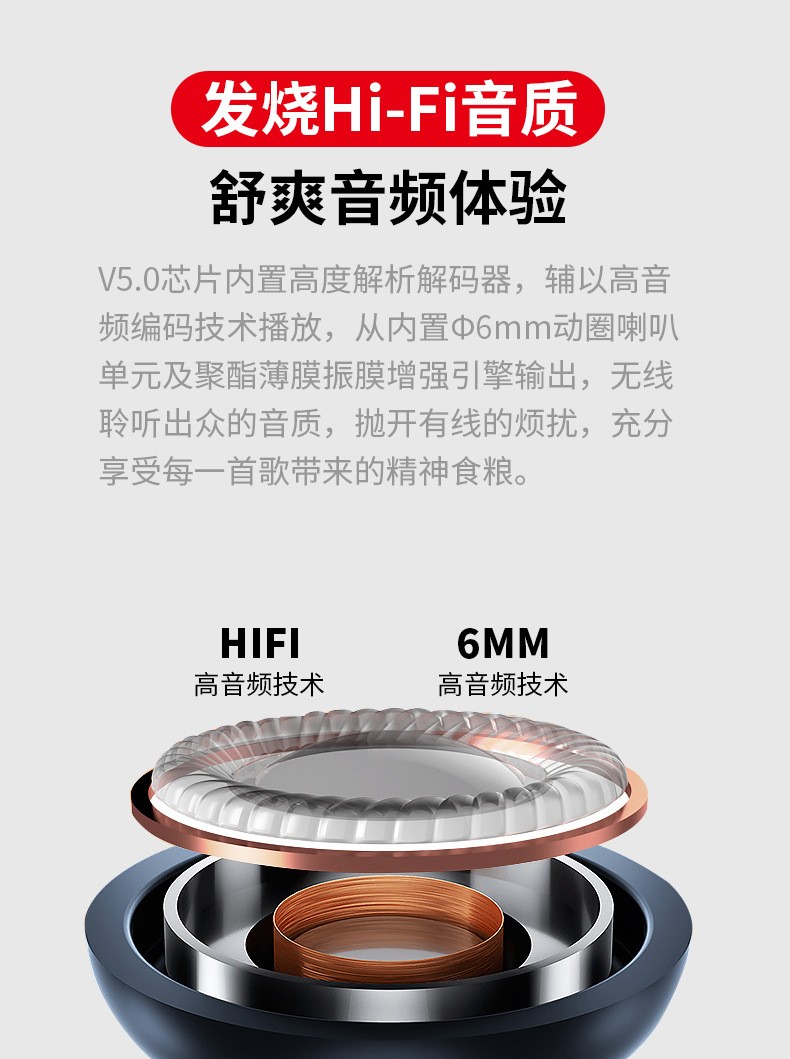 新款私模A8 TWS5.0蓝牙耳机 真无线重低音运动 音乐迷你 跨境专供详情图4