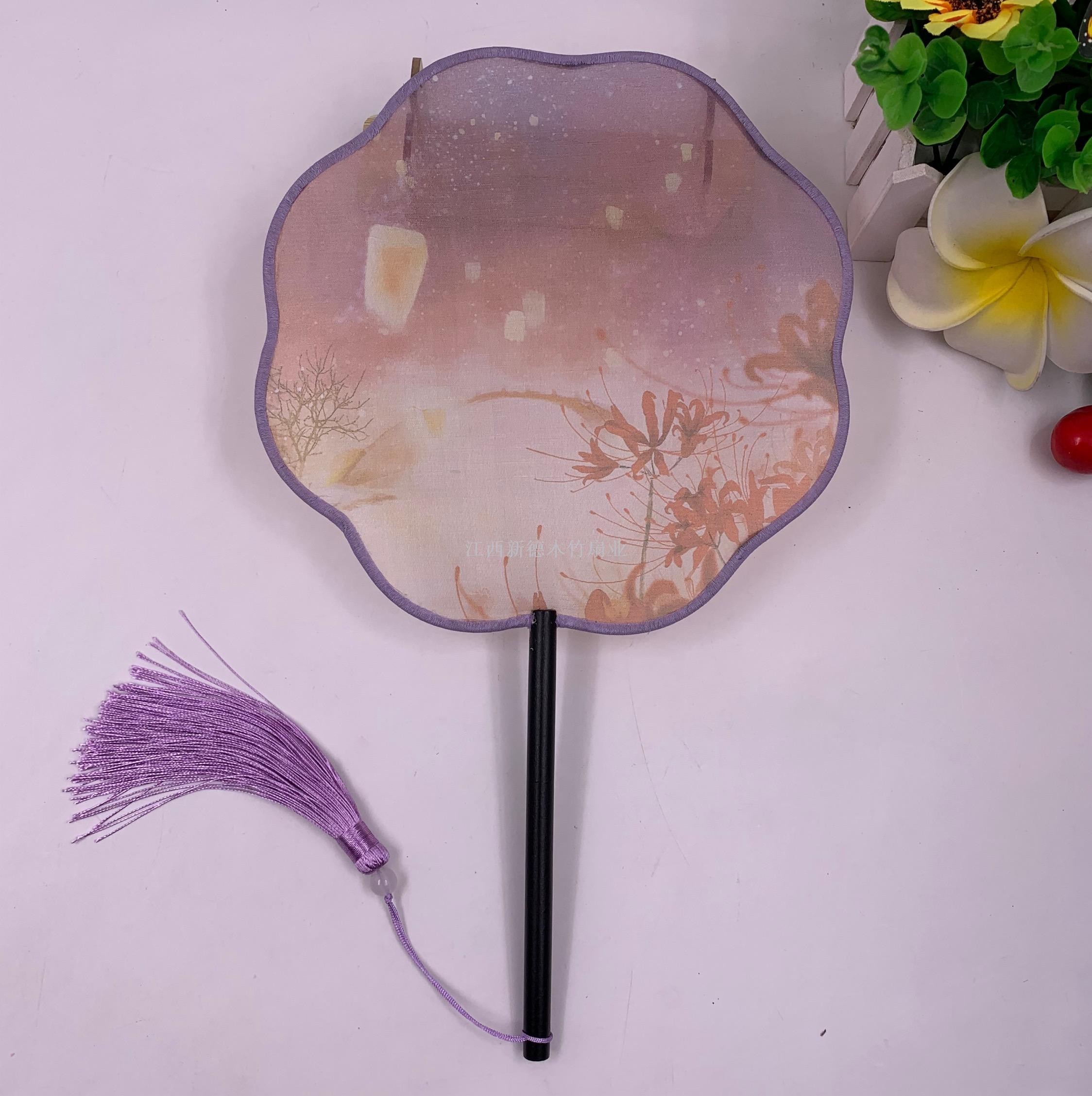 古风团扇  真丝宫扇  汉服宫延扇子  网红扇  花边形宫扇  异形团扇详情4