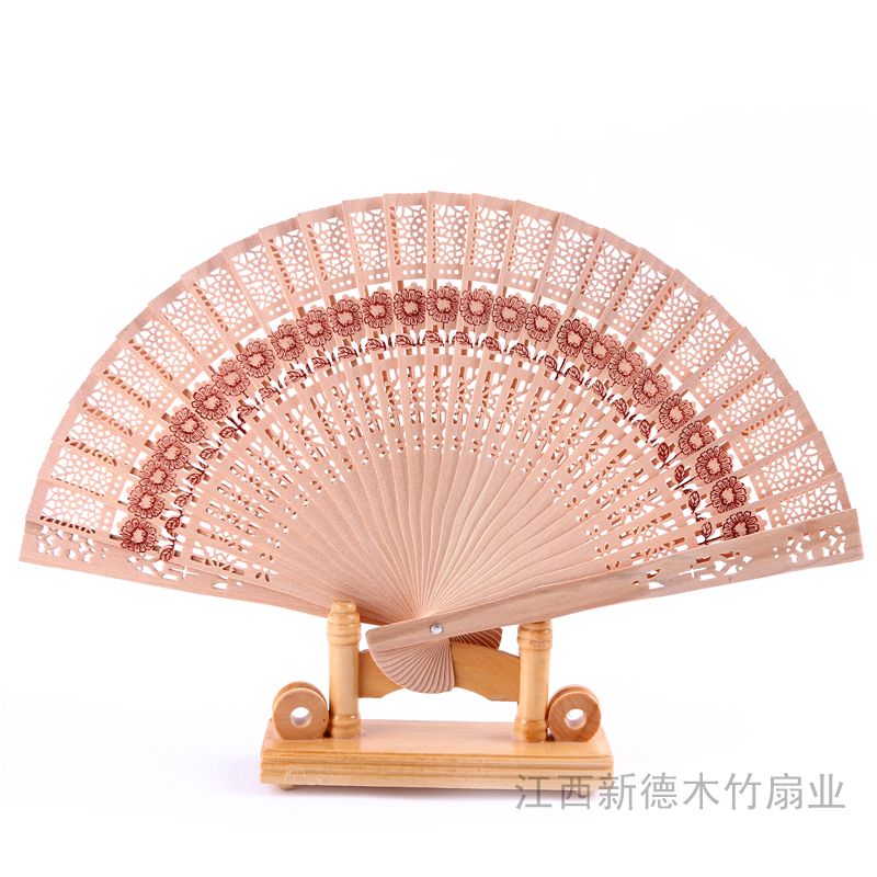 中国风折扇  实木扇子  檀木香木扇  手工艺折扇  广场舞跳舞扇子  演艺扇产品图