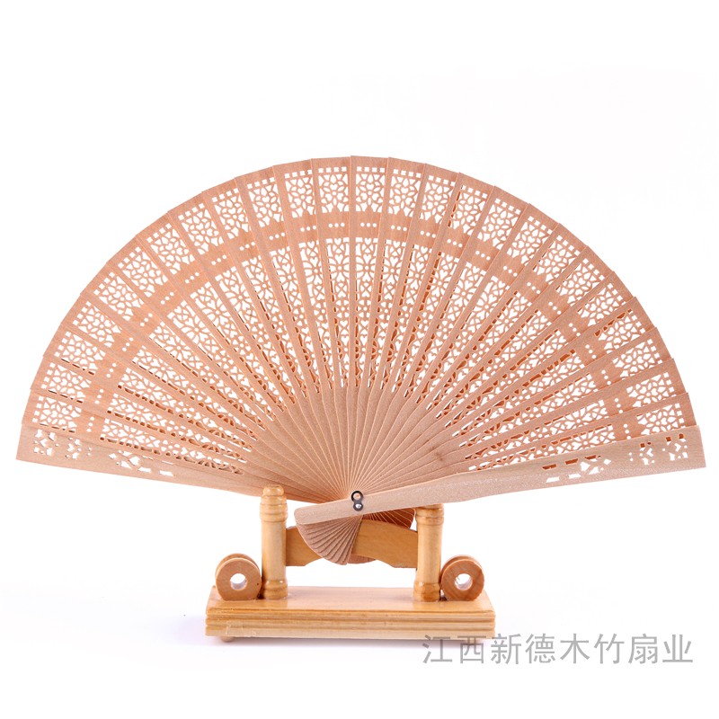 中国风折扇  实木扇子  檀木香木扇  手工艺折扇  广场舞跳舞扇子  演艺扇详情图1
