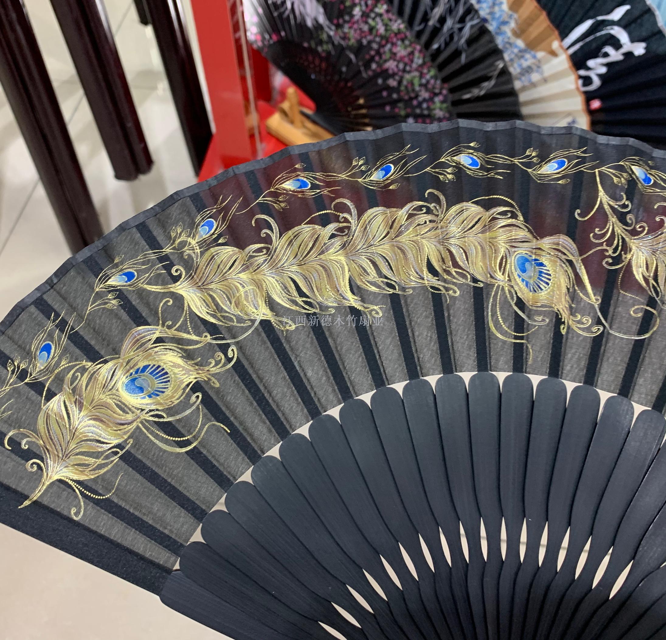 古风 扇子  中国风 竹扇  定制复古风折叠扇  手绘扇  广告扇  雪纺真丝扇子细节图