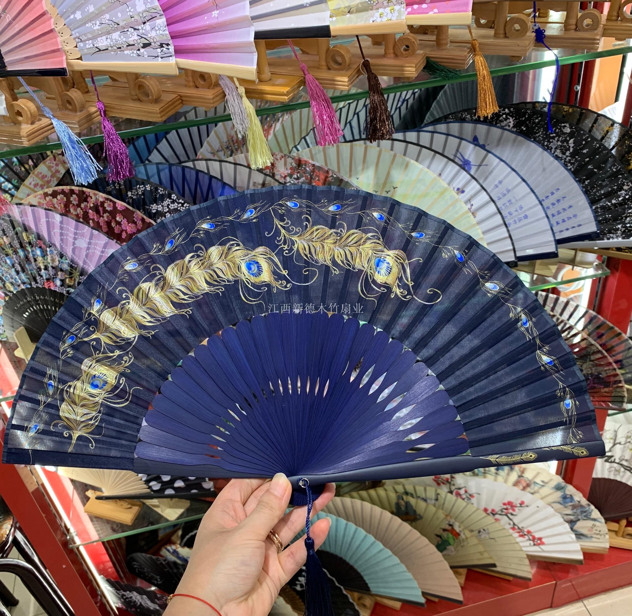 古风 扇子  中国风 竹扇  定制复古风折叠扇  手绘扇  广告扇  雪纺真丝扇子详情图1