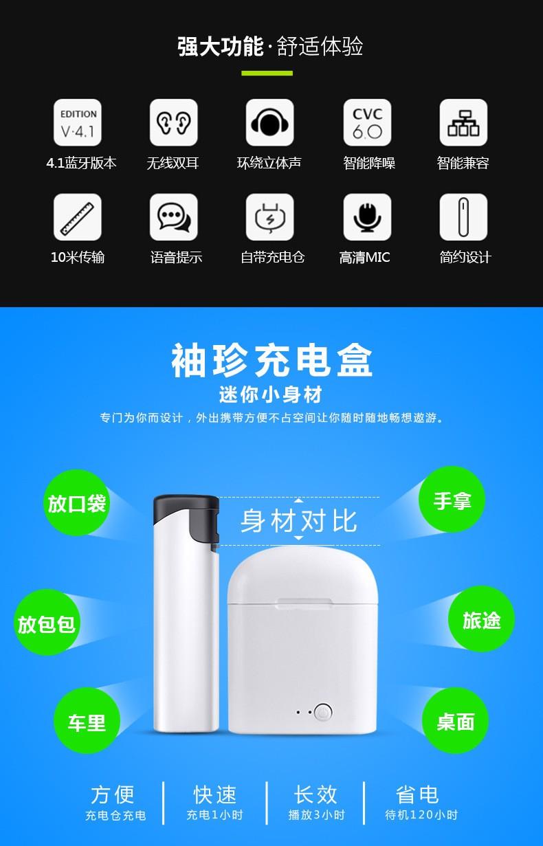 跨境i7 mini蓝牙耳机 i7s tws蓝牙耳机 i8xmini i9stws带充电仓详情图13