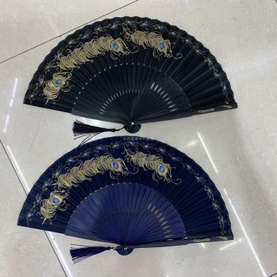 古风 扇子  中国风 竹扇  定制复古风折叠扇  手绘扇  广告扇  雪纺真丝扇子白底实物图