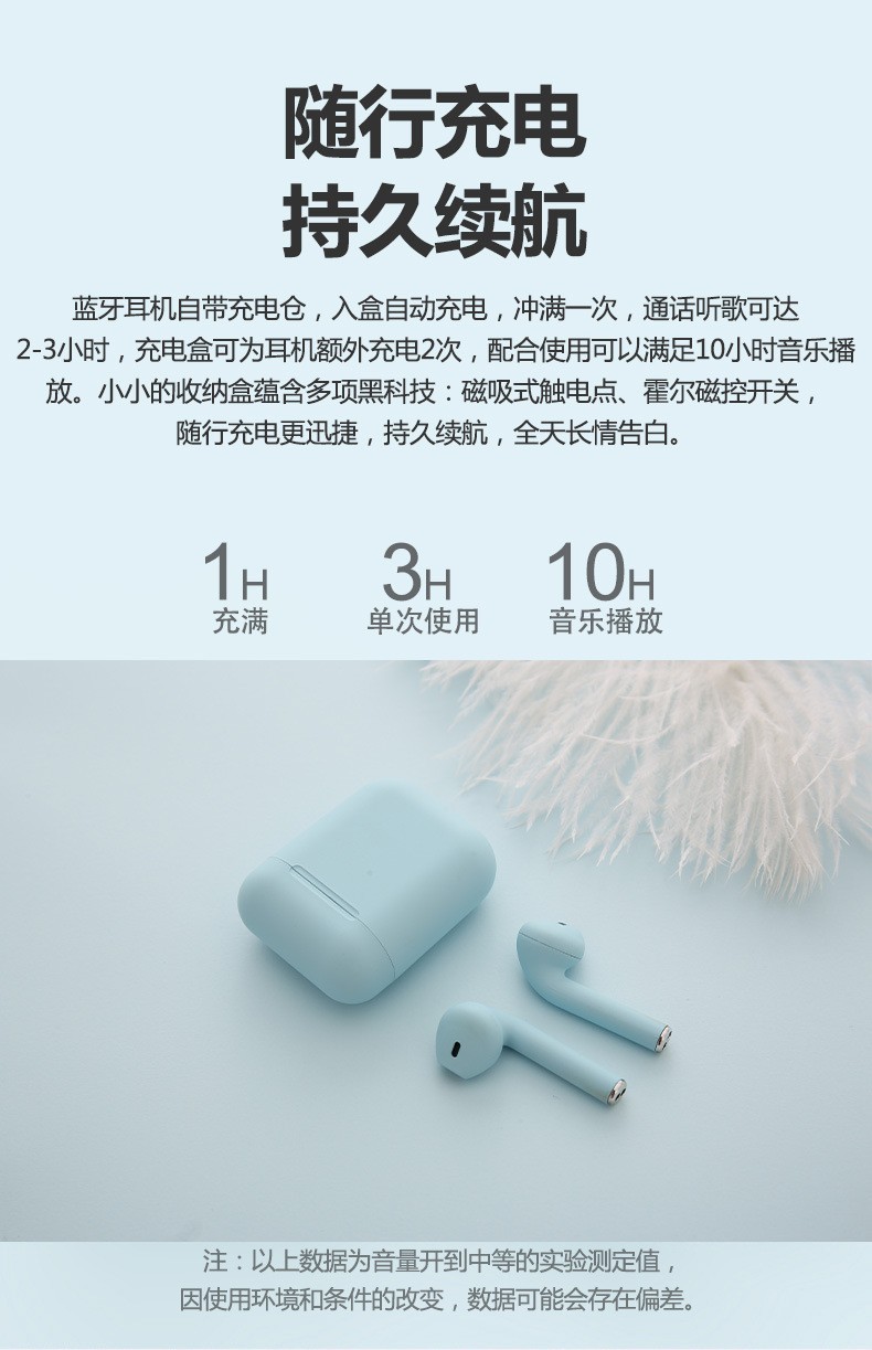 新款i12马卡龙色InPods12无线蓝牙耳机细腻磨砂HIFI立体运动弹窗详情图8