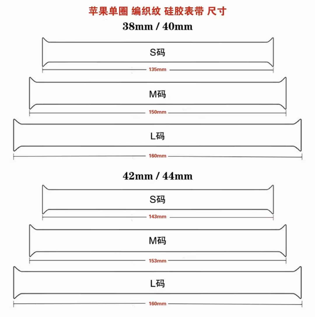 编织纹苹果手表表带 硅胶 一体单圈回环表带详情图3