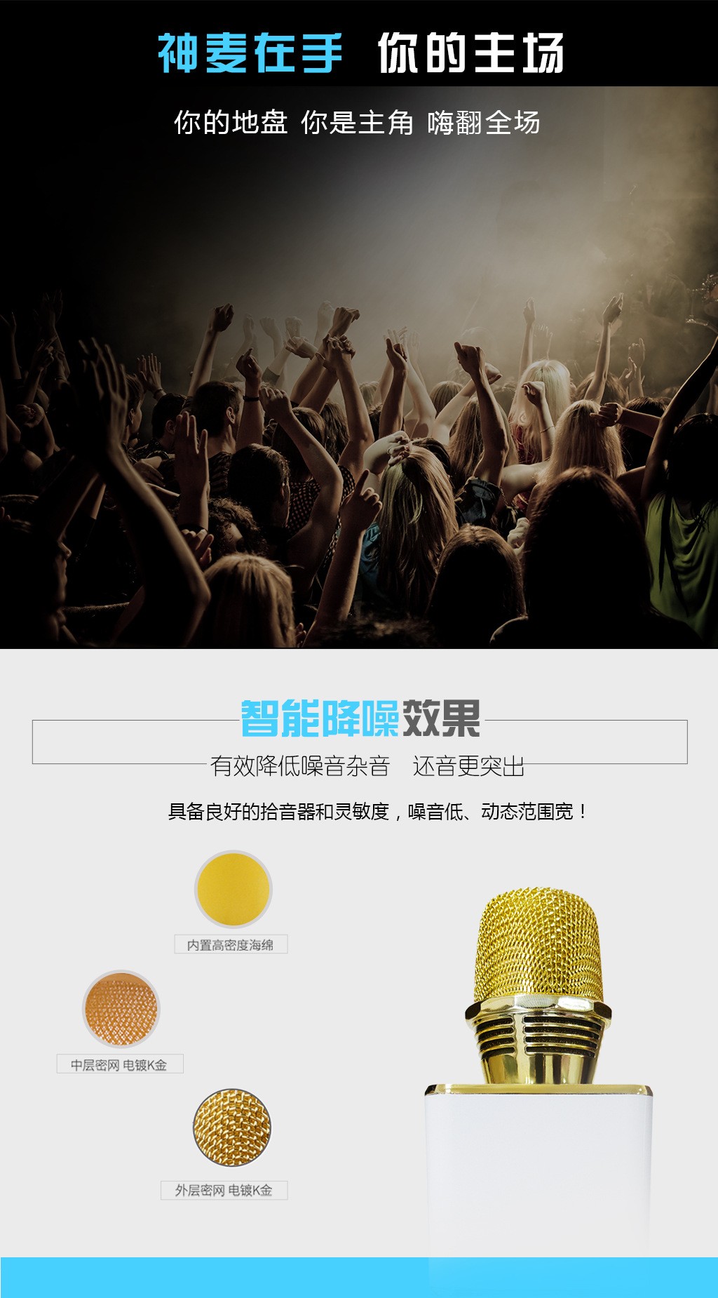 Mobile phone ktv Bluetooth wireless microphone SD-09L Wireless microphone KTV Treasure Family KTV Colorful detail image 3
