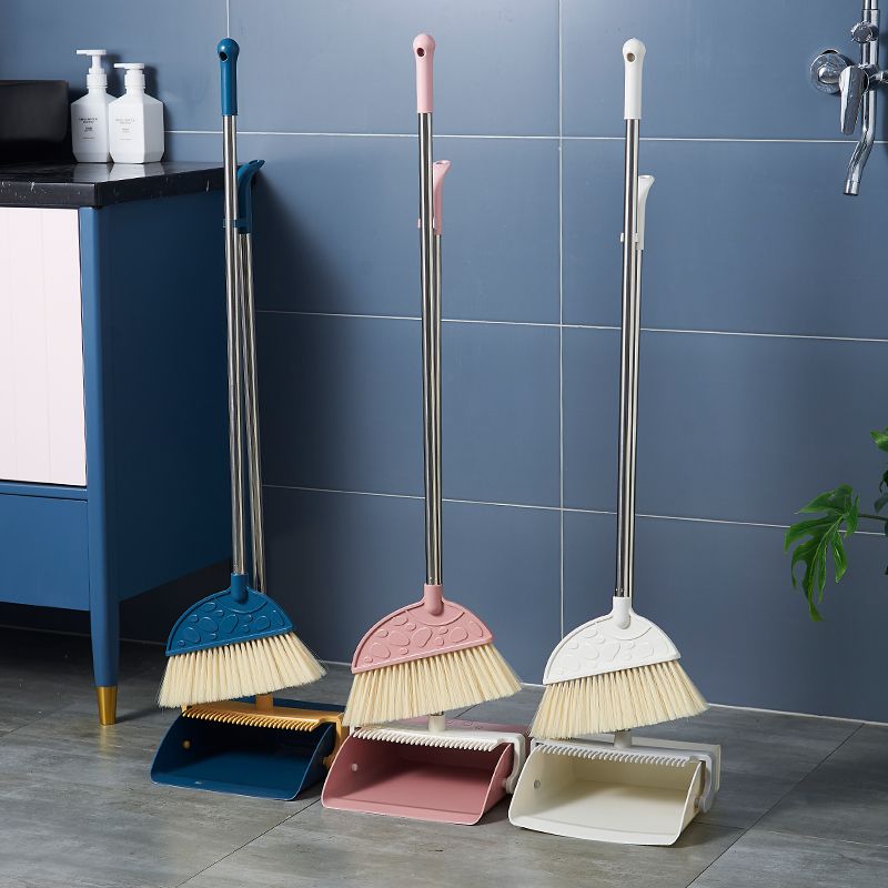 Two-piece household broom and dustpan set, soft-bristled broom and broom handle set combination, creative vertical storage and cleaning tools details Picture