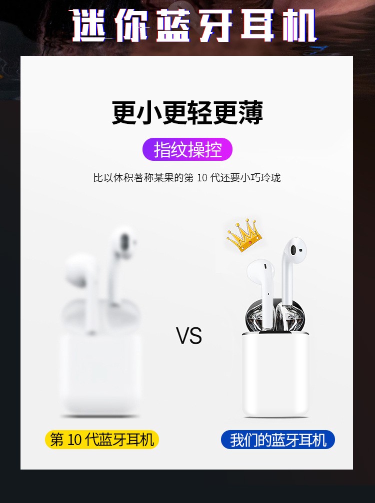S9mini新款私模耳机带充电仓真立体5.0tws触控弹窗无线双耳s9mini详情图2
