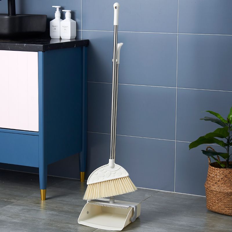 Two-piece household broom and dustpan set, soft-bristled broom and broom handle set combination, creative vertical storage and cleaning tools Application Scenario