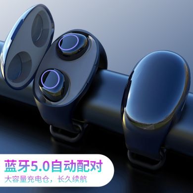 新款HM50手环式 双耳TWS蓝牙5.0耳机无线运动型手表式收纳充电仓产品图