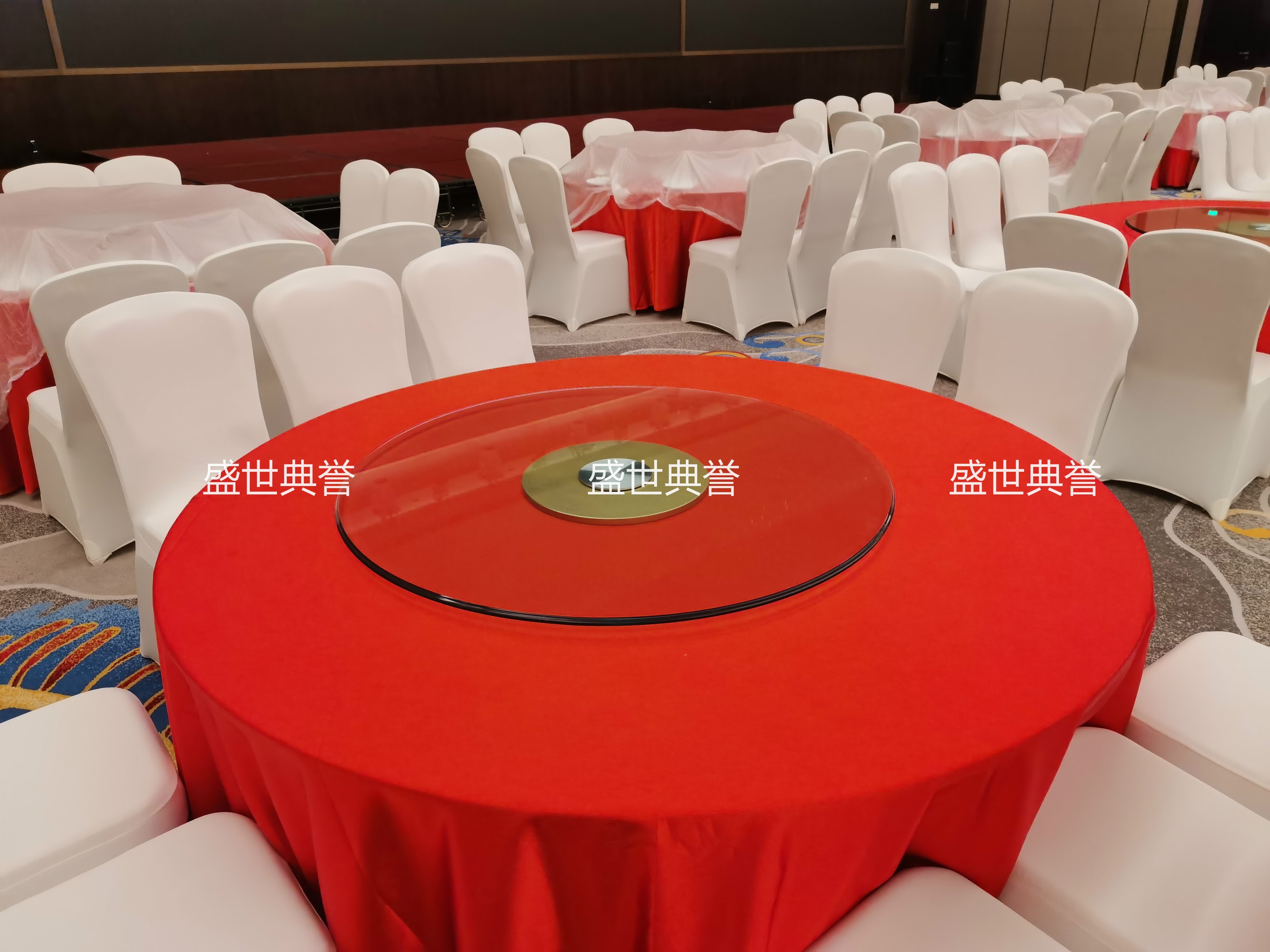 铜仁星级酒店宴会厅玻璃转盘定做婚宴圆桌钢化玻璃转盘宴会桌转盘详情图1
