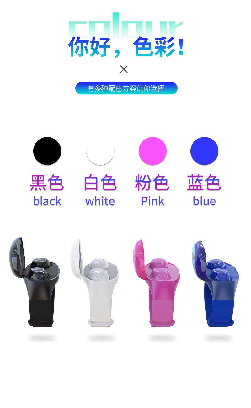 新款HM50手环式 双耳TWS蓝牙5.0耳机无线运动型手表式收纳充电仓详情图15