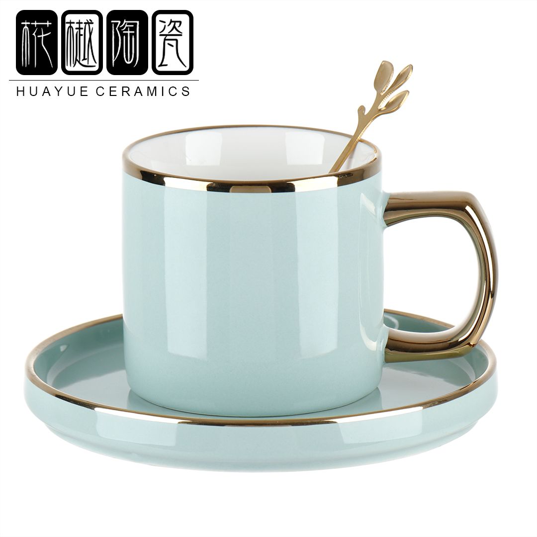 Ceramic cup Coffee cup and saucer set High-grade gold-plated thumbnail