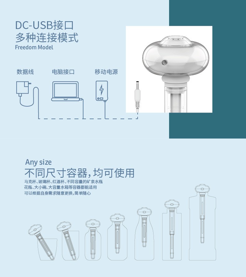 新品水晶加湿器 usb车载水瓶直插式迷你伸缩便携小夜灯加湿器跨境详情图6