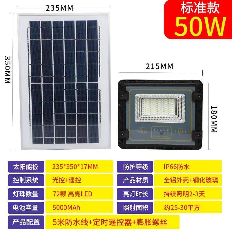 太阳能LED投光灯家用户外LED庭院灯智能遥控光控分体LED路灯300W详情图5