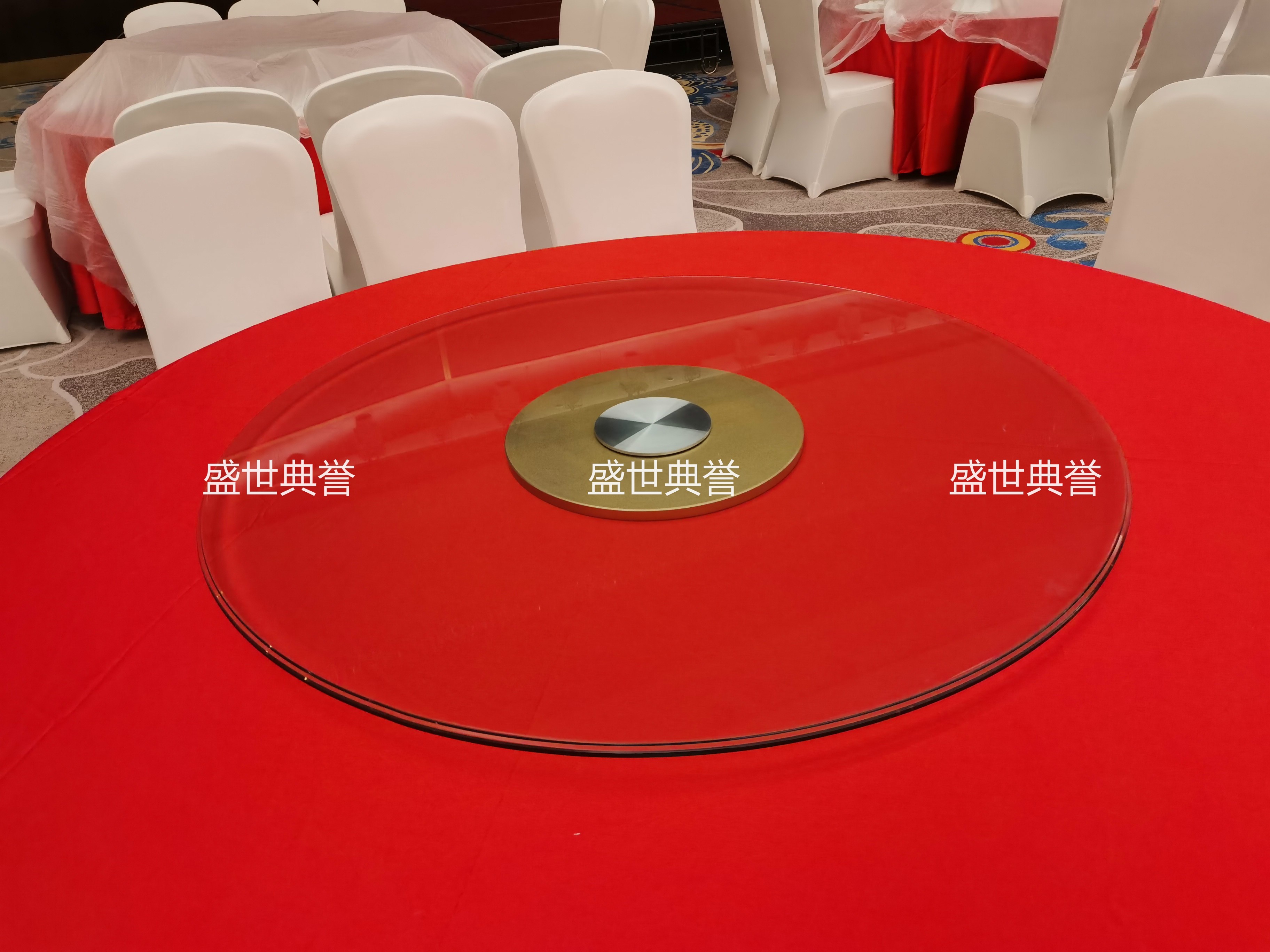 铜仁星级酒店宴会厅玻璃转盘定做婚宴圆桌钢化玻璃转盘宴会桌转盘详情图2