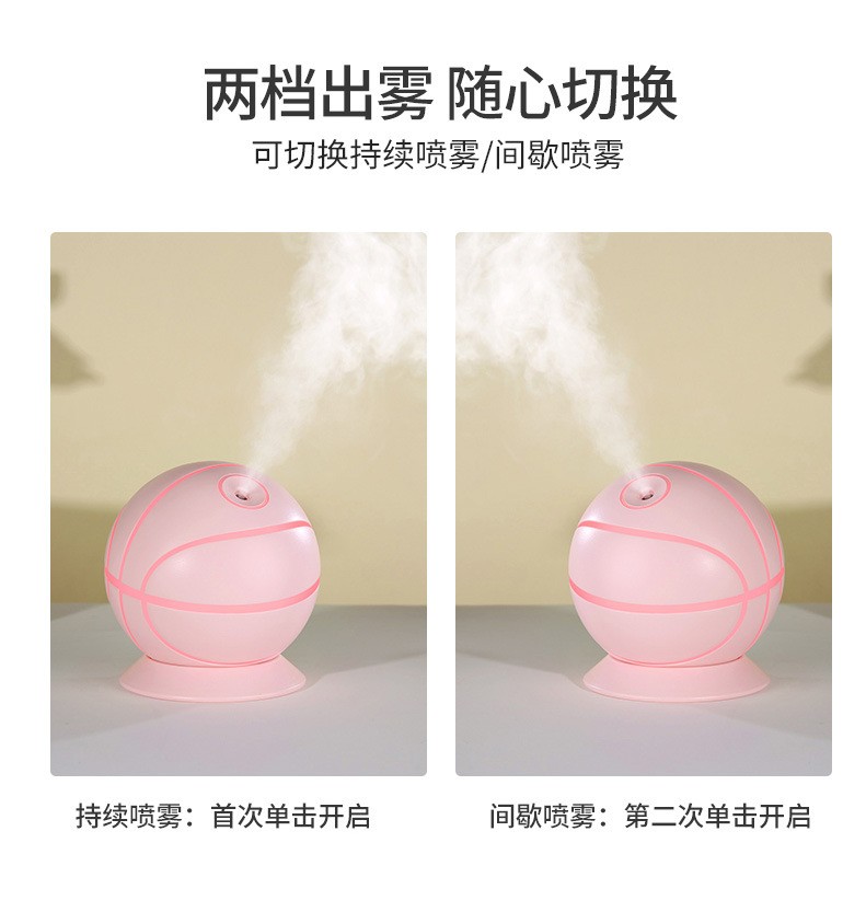 新品篮球加湿器创意七彩夜灯家用静音办公桌面学生迷你USB加湿器详情图10