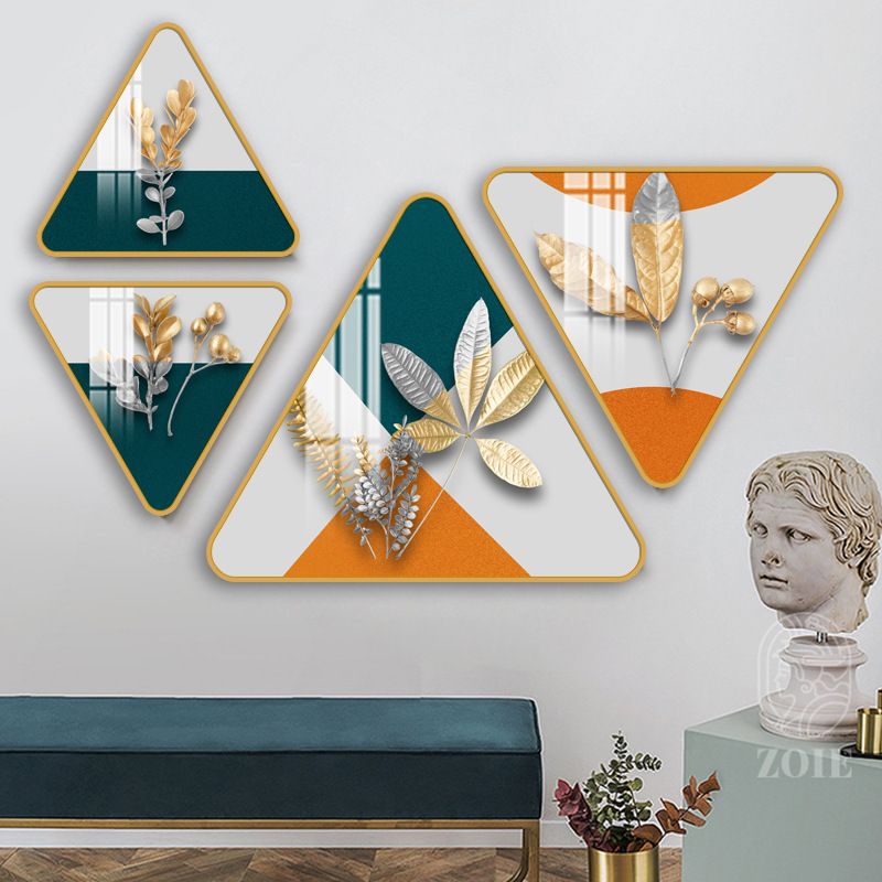现代简约玄关装饰画抽象走廊过道壁画北欧轻奢客厅三角形创意挂画产品图