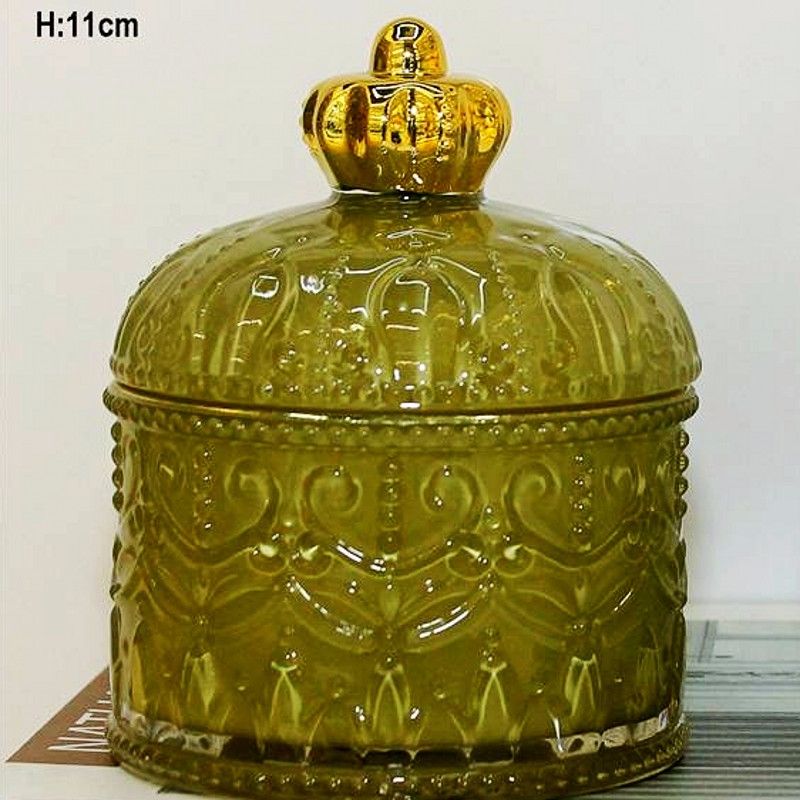 彩色浮雕复古玻璃首饰盒收纳盒