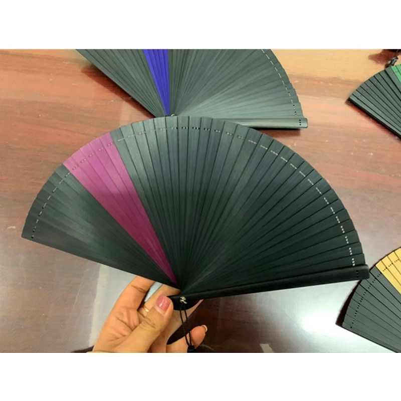 德祯   高档女扇  全竹夹色女扇  烤漆边扇  全竹扇白底实物图