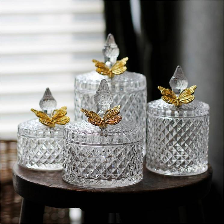Europe and the United States high-grade luxury plated glass storage jar jewelry jar 0027 thumbnail