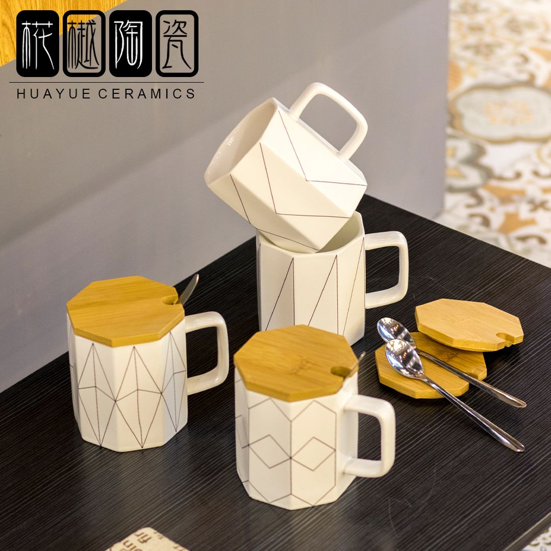 Nordic geometric lines Ceramic cup Diamond Mug Simple family Coffee cup for lovers thumbnail