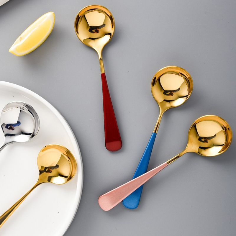 揭阳厂家直销韩式咖啡搅拌冰淇淋雪糕甜品网红勺小圆勺不锈钢勺子详情图3