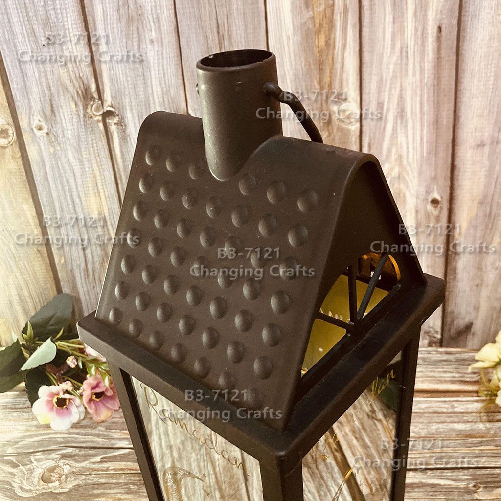Large black Christmas wind light, Nordic simple plastic glass windproof candle holder, romantic wedding decoration piece details Picture