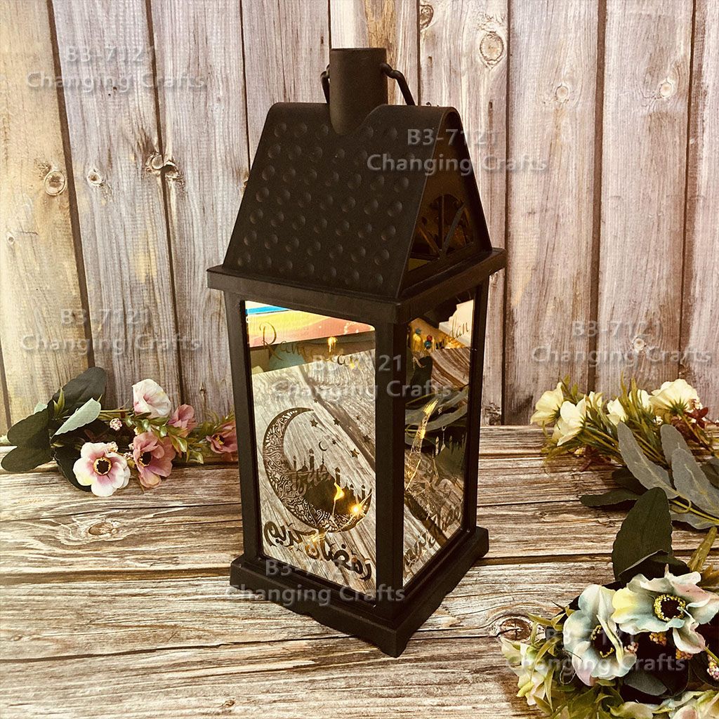 Large black Christmas wind light, Nordic simple plastic glass windproof candle holder, romantic wedding decoration piece