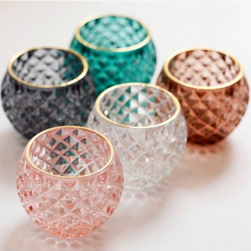 Nordic light luxury water beads candy-colored crystal glass candle holder