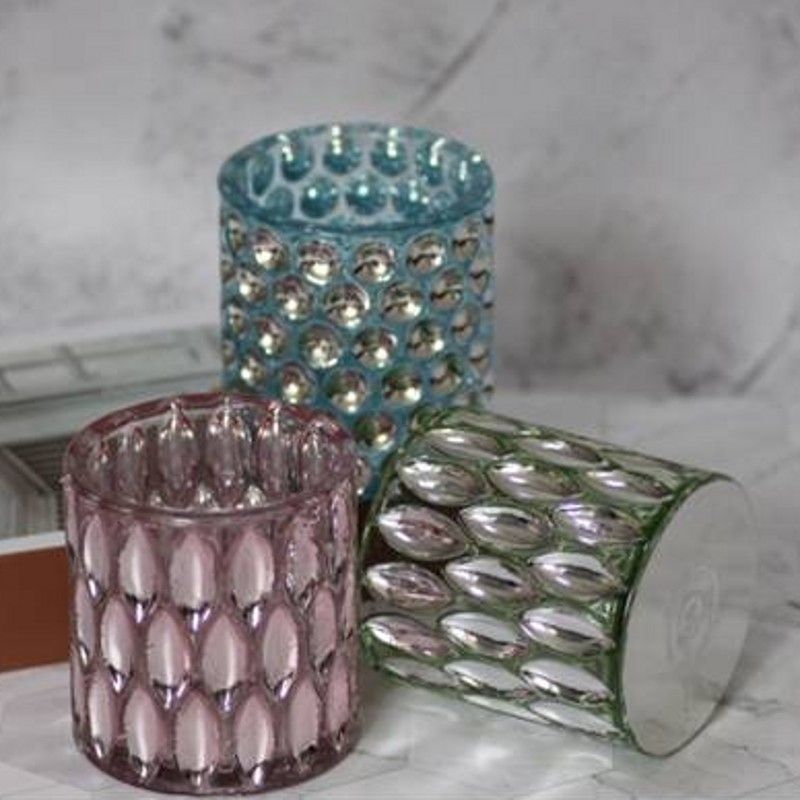 Light luxury plated colored diamond glass candle holder
