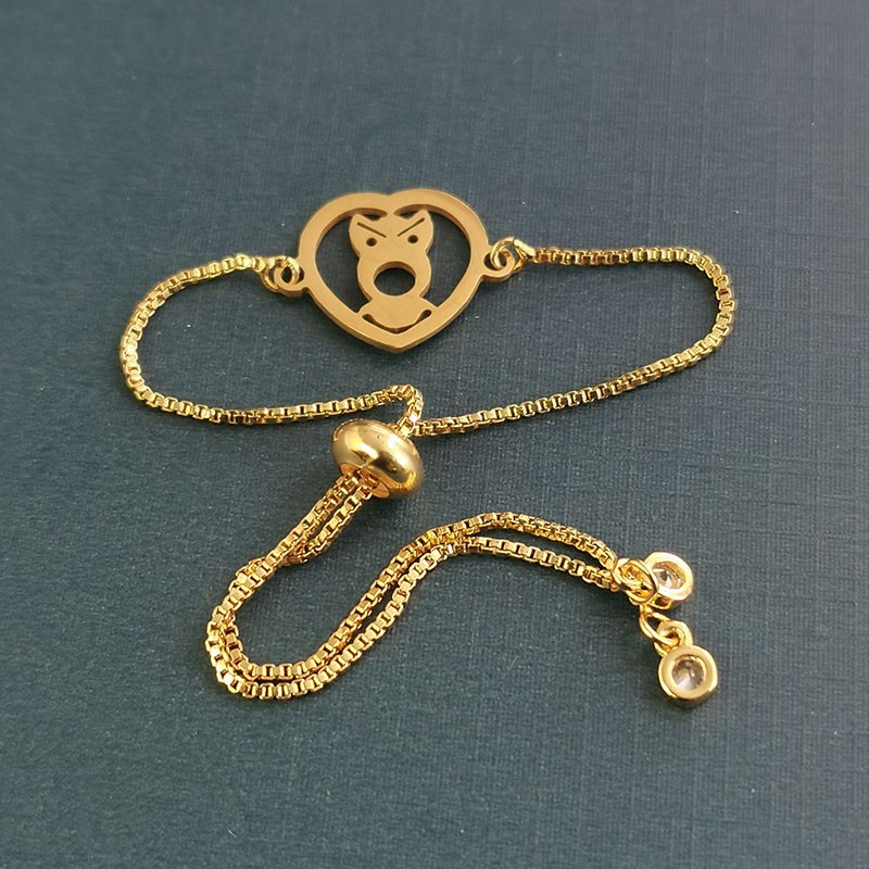 2021 New style simple and retro jewelry bracelet, stainless steel heart-shaped owl pendant, adjustable bracelet for women wholesale detail image 5