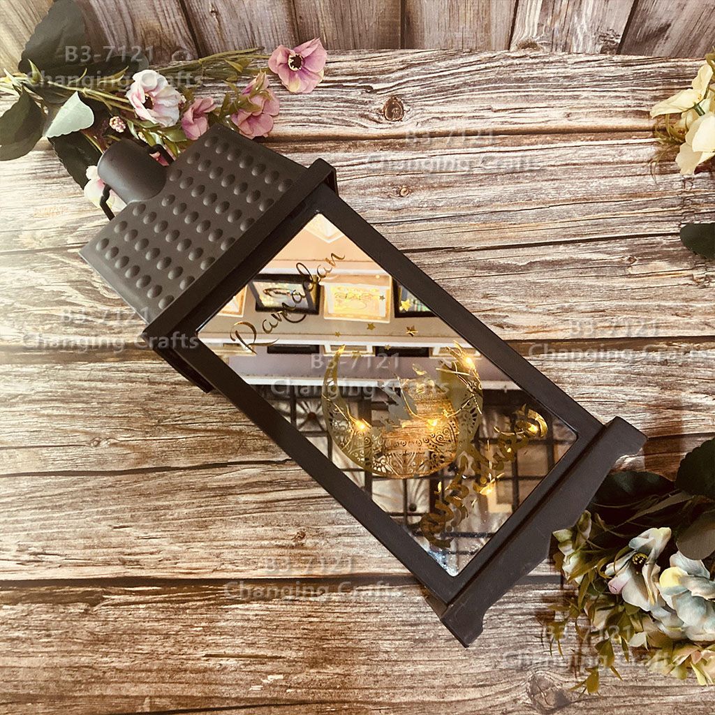 Large black Christmas wind light, Nordic simple plastic glass windproof candle holder, romantic wedding decoration piece Application Scenario