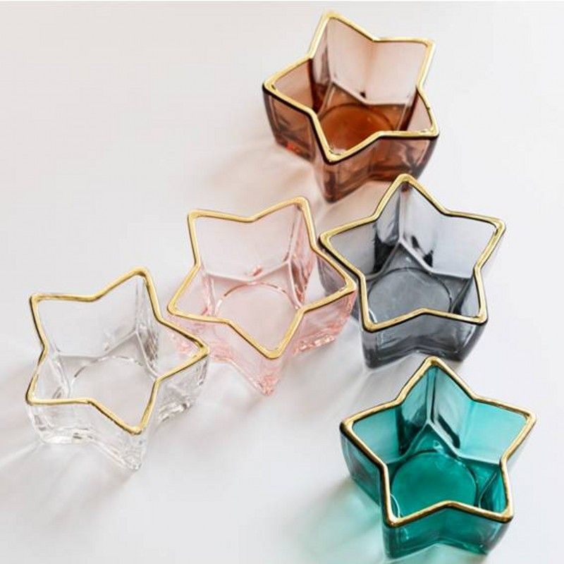 Nordic light luxury pentacle colored crystal candlestick, succulent hydroponic pot